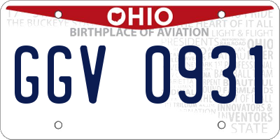 OH license plate GGV0931