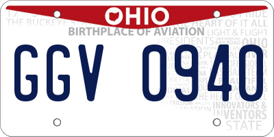 OH license plate GGV0940