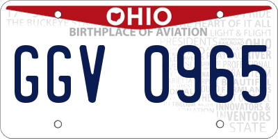 OH license plate GGV0965