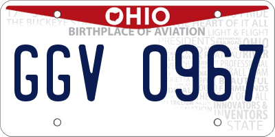 OH license plate GGV0967