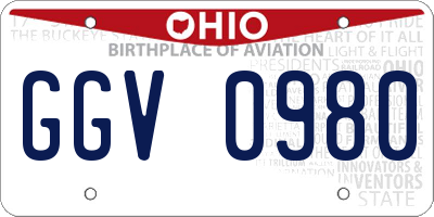 OH license plate GGV0980