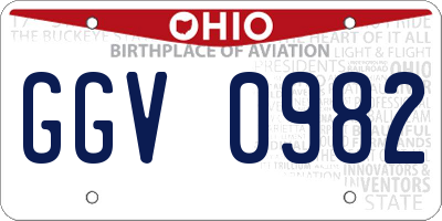 OH license plate GGV0982