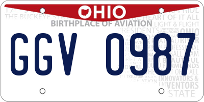 OH license plate GGV0987