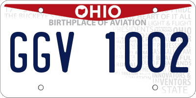 OH license plate GGV1002