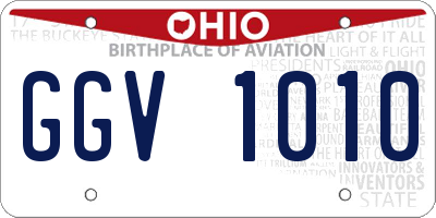 OH license plate GGV1010