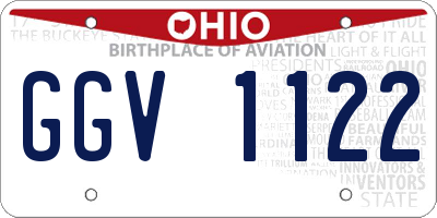 OH license plate GGV1122