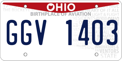 OH license plate GGV1403