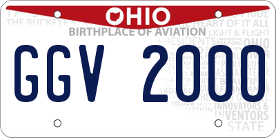 OH license plate GGV2000