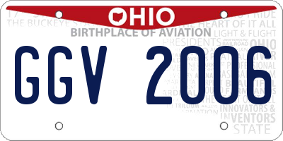 OH license plate GGV2006