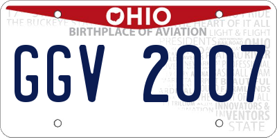 OH license plate GGV2007
