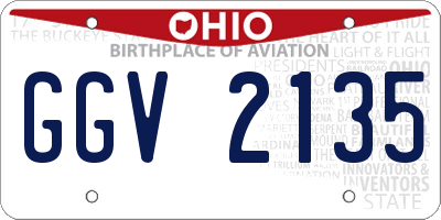 OH license plate GGV2135