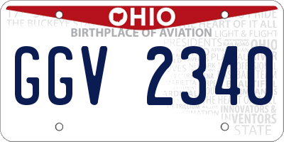 OH license plate GGV2340