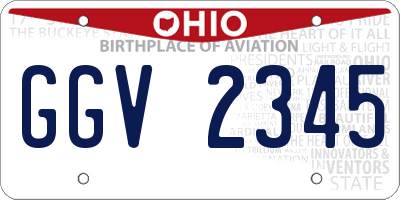 OH license plate GGV2345