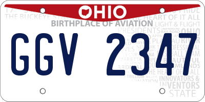 OH license plate GGV2347