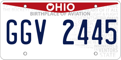 OH license plate GGV2445