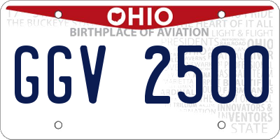 OH license plate GGV2500