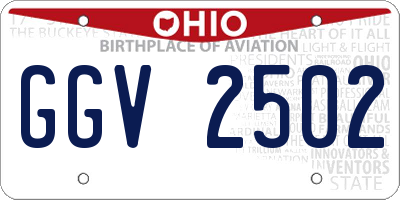 OH license plate GGV2502