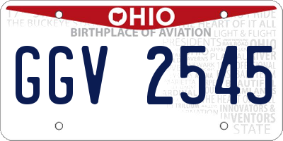OH license plate GGV2545