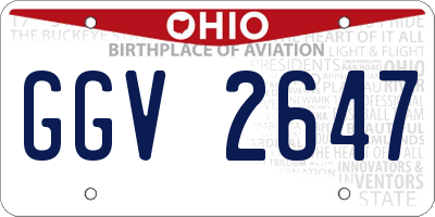 OH license plate GGV2647