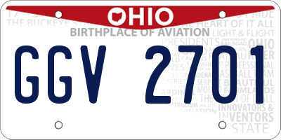 OH license plate GGV2701