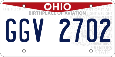 OH license plate GGV2702