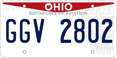 OH license plate GGV2802