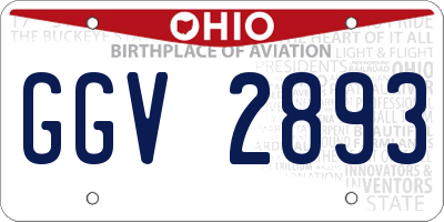 OH license plate GGV2893