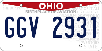 OH license plate GGV2931