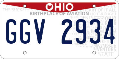 OH license plate GGV2934