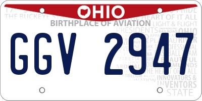 OH license plate GGV2947