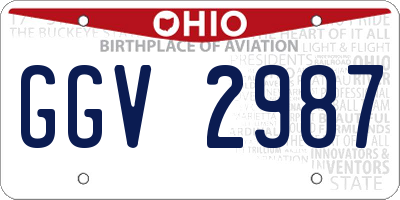 OH license plate GGV2987