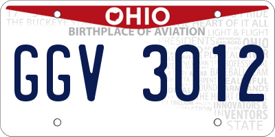 OH license plate GGV3012