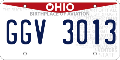 OH license plate GGV3013