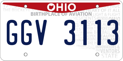 OH license plate GGV3113