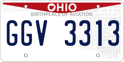OH license plate GGV3313
