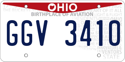 OH license plate GGV3410