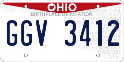 OH license plate GGV3412