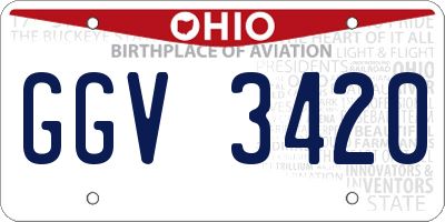 OH license plate GGV3420