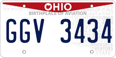 OH license plate GGV3434