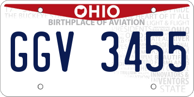 OH license plate GGV3455
