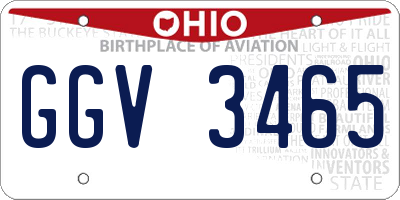 OH license plate GGV3465