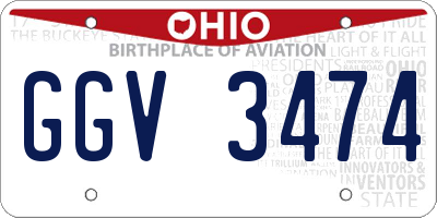 OH license plate GGV3474