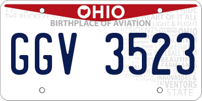 OH license plate GGV3523