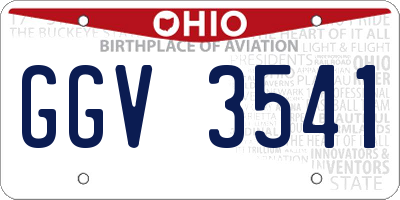 OH license plate GGV3541