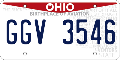OH license plate GGV3546