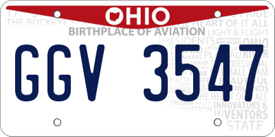 OH license plate GGV3547
