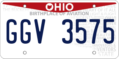 OH license plate GGV3575