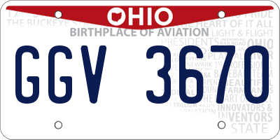 OH license plate GGV3670