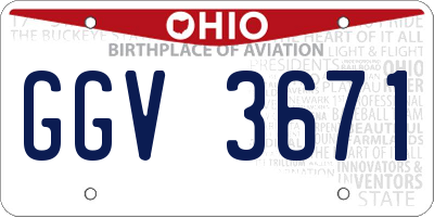 OH license plate GGV3671