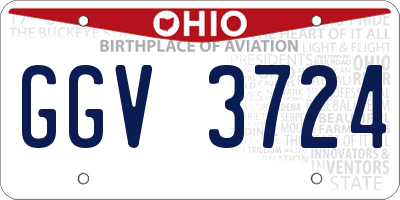 OH license plate GGV3724